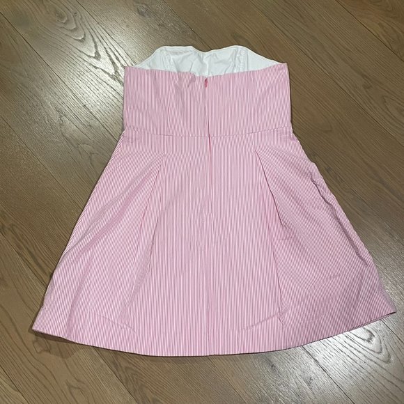 Lily Pulitzer Blossom Seersucker Strapless Mini Dress Pink & White Size 14 - Picture 7 of 15